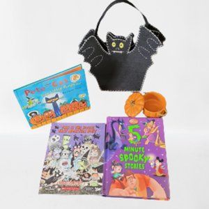 Kids Halloween Books / Trick or Treat Bag / Ceramic Pumpkin